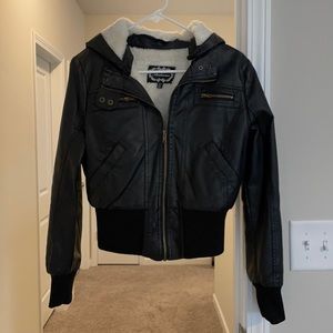 Cropped bomber jacket faux leather